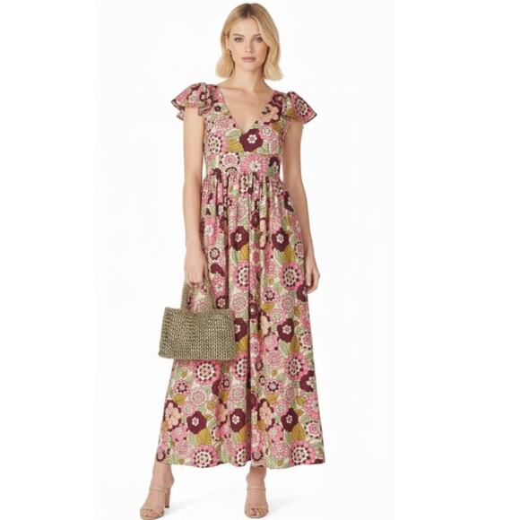 Dodo Bar Or Jenny Maxi Dress Pink Green XS - Picture 2 of 10